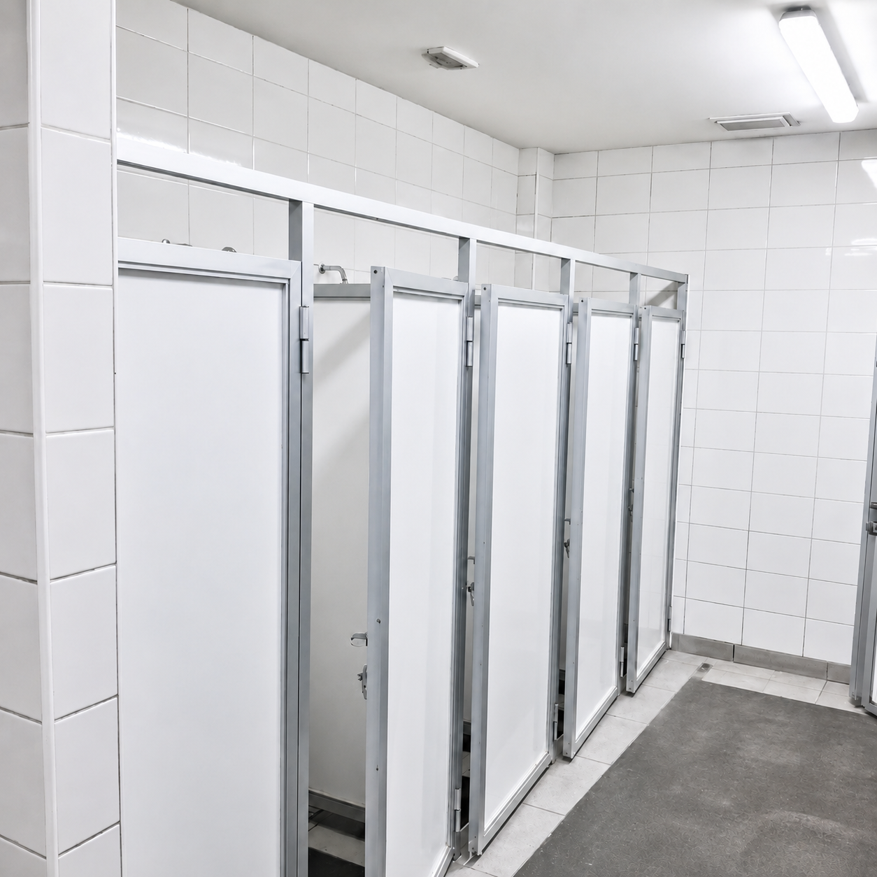 Cubículos instalados en una zona de duchas por L Prima